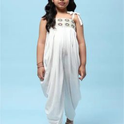 BIBA Girls White Embroidered Jumpsuit-image-58