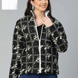 Oxolloxo Black Regular Fit Printed Reversible Jacket-image-7