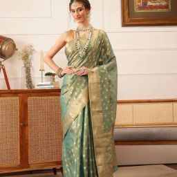 Silk Land Green Woven Saree With Unstitched Blouse-picture-34