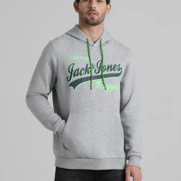 Jack & Jones Grey Melange Regular Fit Printed Hooded Sweatshirt-picture-24