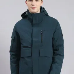 Monte Carlo Teal Regular Fit Hooded Jacket-picture-16