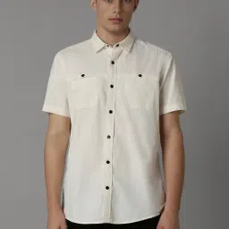 Louis Philippe Beige Cotton Slim Fit Shirt-picture-22