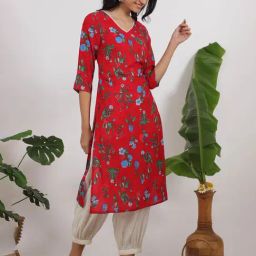 W Red Printed Kurtas image 4
