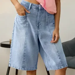 The Souled Store Ice Blue Cotton Regular Fit Shorts-image-20