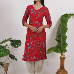 W Red Printed Kurtas image 3