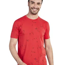 BE POSITIVE Men Abstract Printed Round Neck Slim Fit Cotton T-shirt-image-28