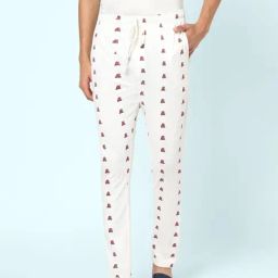 Ajile By Pantaloons Off White Cotton Slim Fit Printed Lounge Pants-picture-33