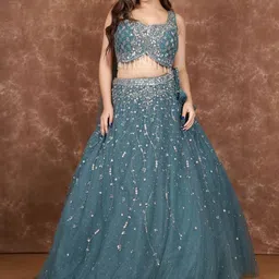 Olive Embroidered Ready to Wear Lehenga &-image-49