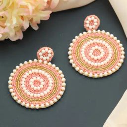 Aatmana Handwoven Beads & Stone Studded Contemporary Design H and crafted Dangler Earrings-image-10