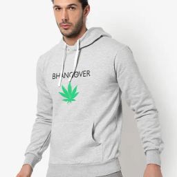 Campus Sutra Grey Cotton Regular Fit Printed Hooded Sweatshirt-image-22