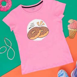 Pantaloons Junior Pink Cotton Printed T-Shirt-image-121