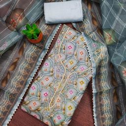 Panzora Women Ethnic Motifs Printed Organza Unstitched Dress Material-image-72