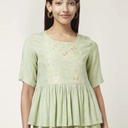 Akkriti by Pantaloons Green Embroidered Top-image-25