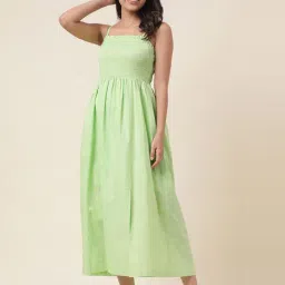 Fabindia Green Cotton A-Line Dress-picture-24