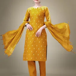 A TO Z CART Women Ethnic Motifs Embroidered Thread Work Kurta with Trousers & With Dupatta-50