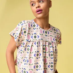 PURVAJA Floral Print Extended Sleeves Top-picture-16