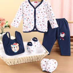 Babyhug Clothing Gift Set Sports Theme Navy Pack of 5- Blue & White-14