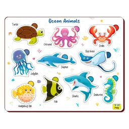 YaY Play Wooden Educational Under Water Ocean Animal Shape Puzzles-6