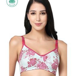 Inner Sense Organic Cotton Sleeveless Floral Printed Anti Odour Full Coverage Maternity Bra With Anti Microbial - Bright Pink-image-18