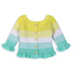 Windrop Solutions Wool Full Sleeves Crocheted Striped Sweater - Multi Colour-picture-42
