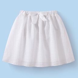 Mark & Mia Above Knee Length Skirt with Checks Print & Bow Detailing - White-image-40