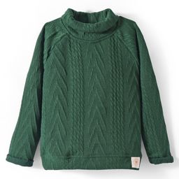 Little Kangaroos Fleece Knit Full Raglan Sleeves Solid Colour Sweatshirt - Dark Green-image-59