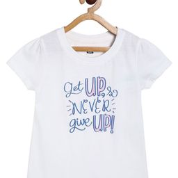 MINI KLUB Cotton Half Sleeves Typography Printed Top - White-image-64