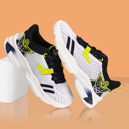 ABROS Play Big Text Designed Lace Up Shoes - White & Navy Blue-image-36