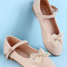 Pine Kids Clip Closure Solid Coloured Ballerina With Bow Applique - Beige-image-95