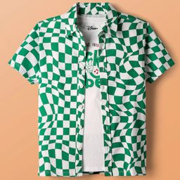 Pine Kids Disney Single Jersey Knit Half Sleeves Front & Back Mickey Mouse Graphics Shirt With T-Shirt - Green-image-6