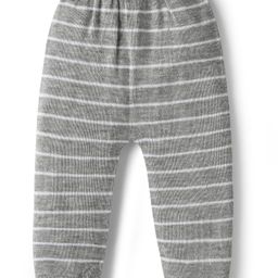 Babyhug Knit Full Length Fleece Pant with Stripes - Grey-image-9