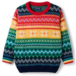 Pine Kids Knit Full Sleeves Pullover Sweater with Aztec Design - Multicolor-picture-28