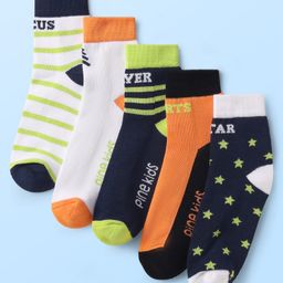 Pine Kids Cotton Knit Ankle Length Designed Socks Pack of 5 (Color May Vary)-image-74