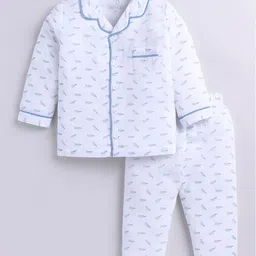 BABY GO Boys Conversational Printed Cuban Collar Pure Cotton Casual Shirt With Pyjamas-image-53
