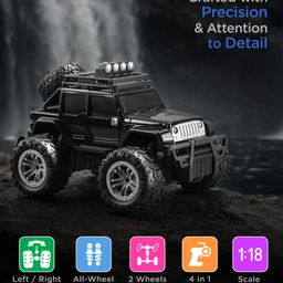 Play Nation Off Roader Rechargeable Remote Control Jeep With Normal & Turbo Speed & 4 Headlight Modes - Black image 2