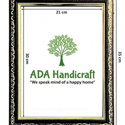 ADA Handicraft Black & Yellow Shree Narayan With Mata Lakshmi Religious Wooden Wall Art-image-61