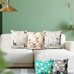 ArtzFolio Multicoloured Set of 5 Velvet Square Cushion Covers-36