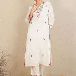 V.S.Creation Women Floral Embroidered Cotton Kurta with Trousers & Dupatta-43