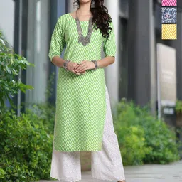 Moda Rapido Selection Of 4 Leheriya Printed Round Neck Straight Kurtas-image-52