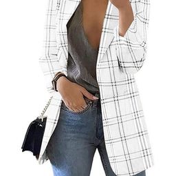 KPOP Women Checked Open Front Jacket-picture-0