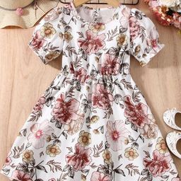YK Floral Print Puff Sleeve Fit & Flare Dress-image-21
