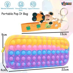 Toyshine Pop It Pencil Case Fidget Stress Relieving Silicone Toy - Multicolor image 5