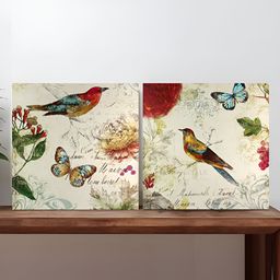 Art Street Cream & Red 2 Pieces Canvas Birds and Animals Wall Arts-28
