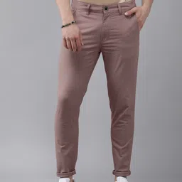 Roadster Men Mauve Tapered Fit Mid-Rise Chinos Trousers-picture-17