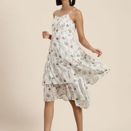 HERE&NOW Floral Print Layered Fit & Flare Dress-image-41
