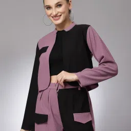 KASSUALLY Black & Mauve Color-Block Jacket image 1