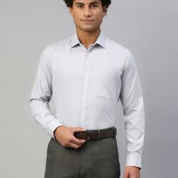 Don Vino Grey Regular Fit Textured Pure Cotton Shirt-image-21