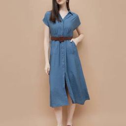 Code By Lifestyle Mid Blue Regular Fit Dress-image-47
