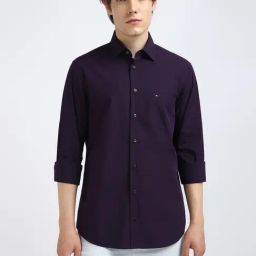 TOMMY HILFIGER Purple Cotton Regular fit Solid Shirt-image-58
