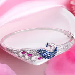 Zavya Regal Plumage Rhodium-Plated 925 Sterling Silver Peacock Bracelet-picture-26
